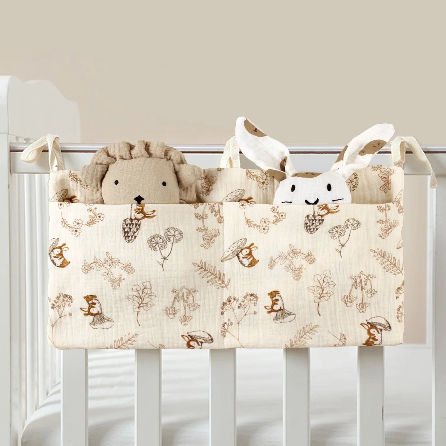 Baby Bedside Organizer Double Pocket Baby Crib Portable Storage Bag Newborn Bedside Multifunctional Diaper Storage Bag Leedoar