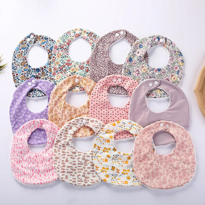 Baby Bibs Infant Double sided Cotton Bib Newborn Retro Print Feeding Saliva Towel Bandana Burp Cloth For Boy Girl Soft Drool Bib