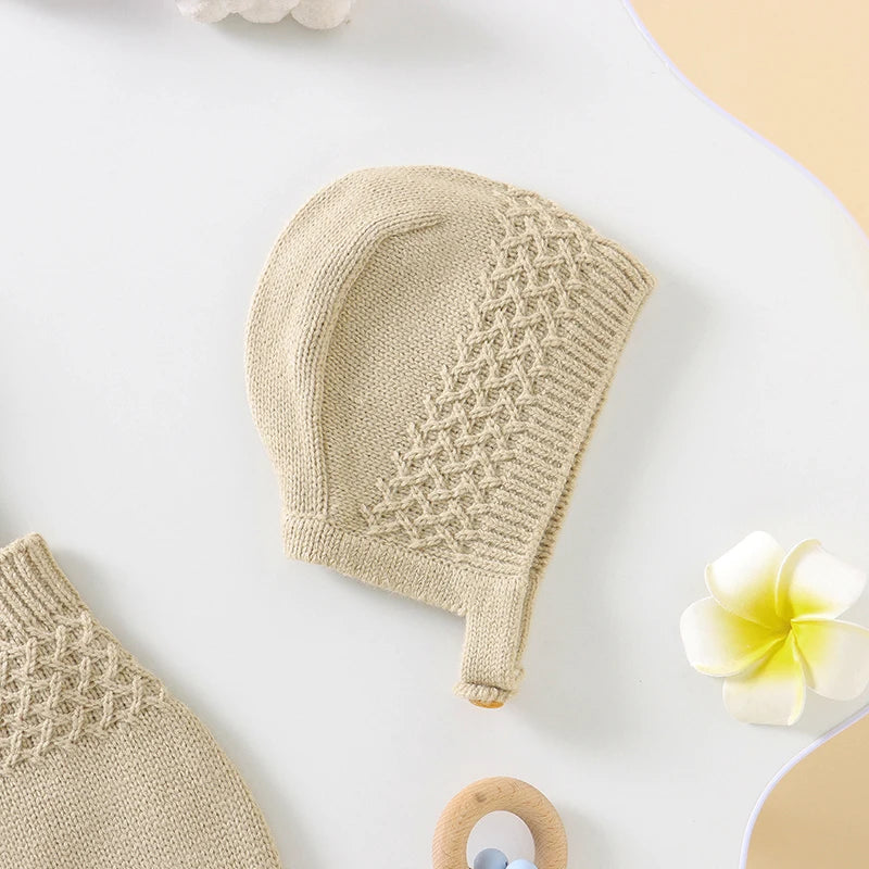 Baby Bodysuits Sleeveless Newborn Boys Girls Solid Color Onesie Hats Outfits Sets 2pcs Infant Unisex Playsuits Children Clothes Leedoar