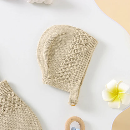 Baby Bodysuits Sleeveless Newborn Boys Girls Solid Color Onesie Hats Outfits Sets 2pcs Infant Unisex Playsuits Children Clothes Leedoar