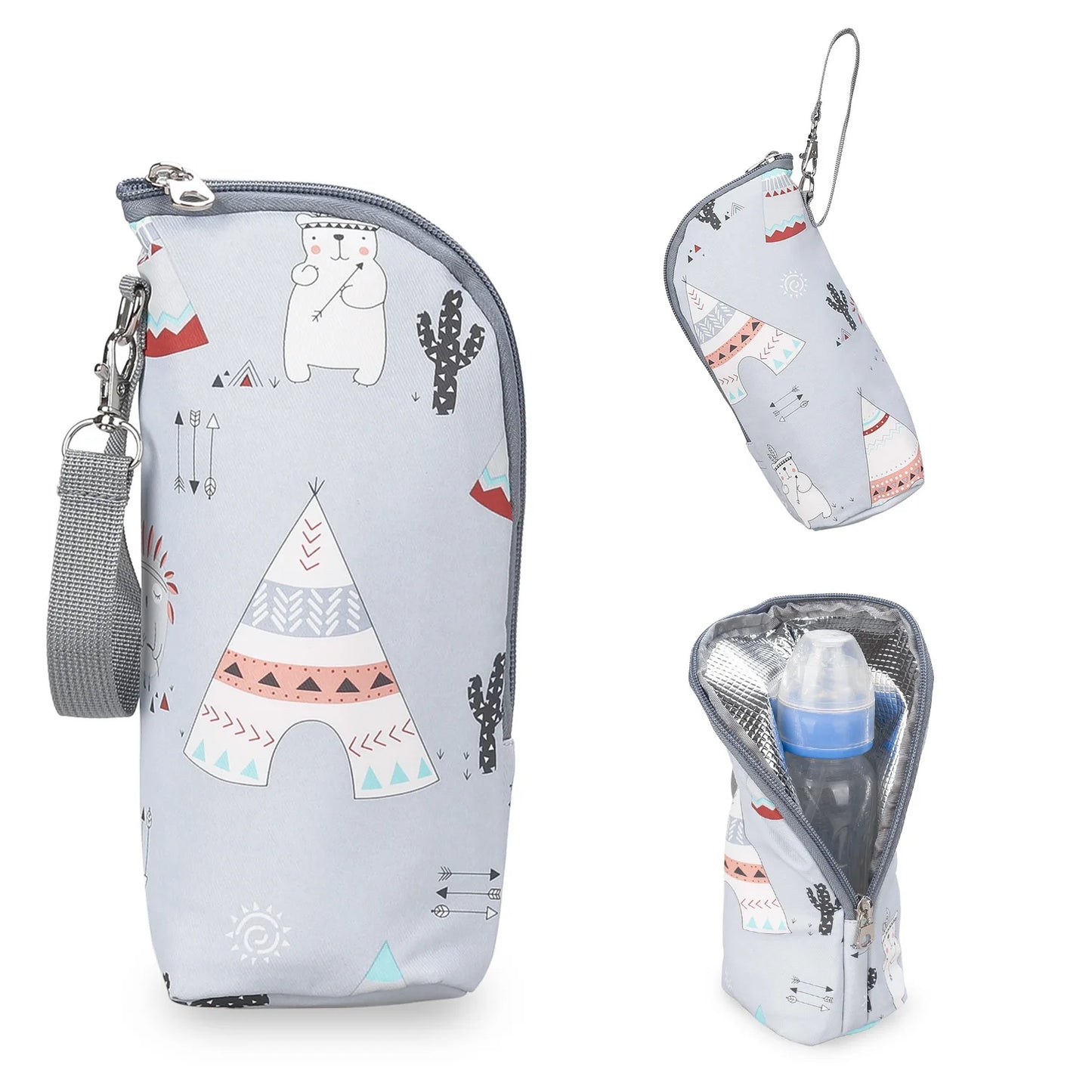 Baby Bottle Bag Portable Mother Feeding Bottle Warmer Baby Feeding Aluminum Mold Insulation Outing Stroller Hanging Bag Leedoar