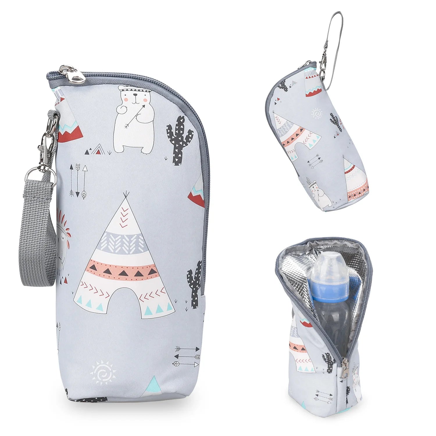 Baby Bottle Bag Portable Mother Feeding Bottle Warmer Baby Feeding Aluminum Mold Insulation Outing Stroller Hanging Bag Leedoar