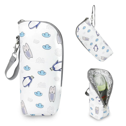 Baby Bottle Bag Portable Mother Feeding Bottle Warmer Baby Feeding Aluminum Mold Insulation Outing Stroller Hanging Bag Leedoar