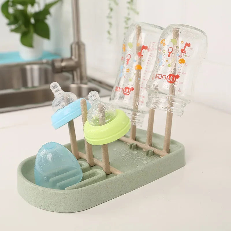 Baby Bottle Wheat Straw Drying Rack Feeding Cup Holder Removable Rack Cleaning Pacifiers Accessories Storage Drying Shelf Clean Leedoar