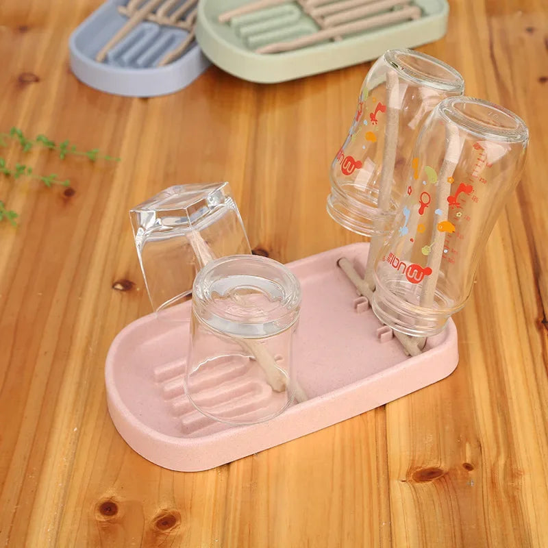 Baby Bottle Wheat Straw Drying Rack Feeding Cup Holder Removable Rack Cleaning Pacifiers Accessories Storage Drying Shelf Clean Leedoar