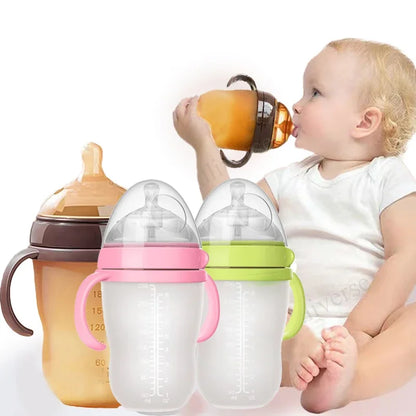 Baby Bottle with Silicone Handle Baby Bottle Photography Accessories 0-36 months 150ml 240ml Baby Boys and Girls Leedoar