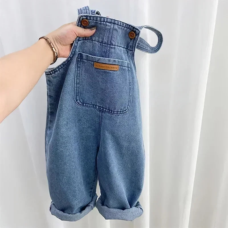 Baby Boy Solid Denim Overalls Children Jean Bib Pants Infant Jumpsuit Children's Clothing Kids Overalls New Autumn Girls Outfits Leedoar