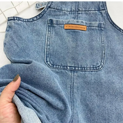 Baby Boy Solid Denim Overalls Children Jean Bib Pants Infant Jumpsuit Children's Clothing Kids Overalls New Autumn Girls Outfits Leedoar