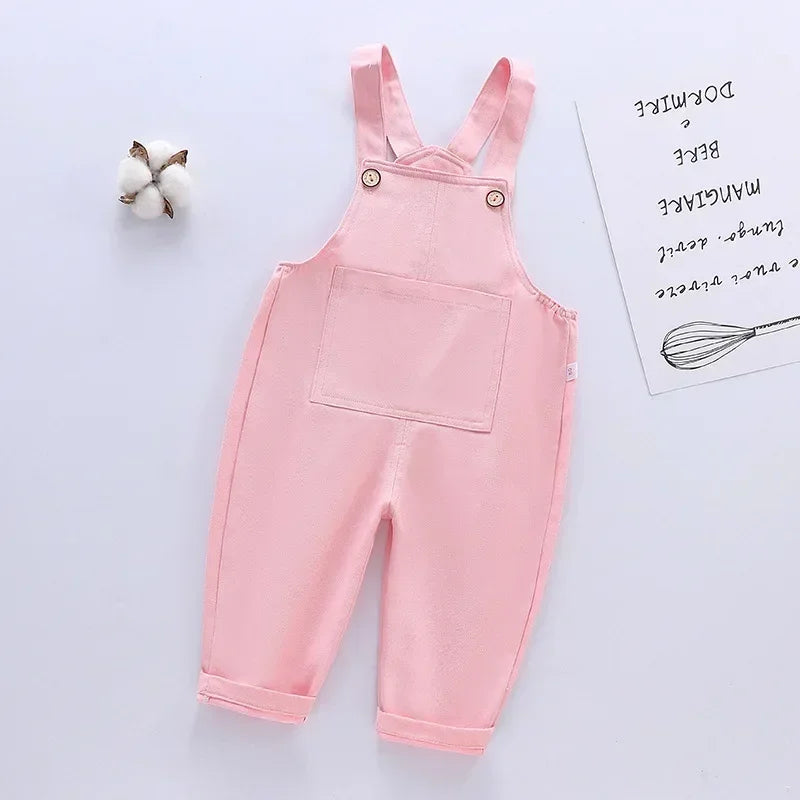 Baby Boy Solid Denim Overalls Children Jean Bib Pants Infant Jumpsuit Children's Clothing Kids Overalls New Autumn Girls Outfits Leedoar