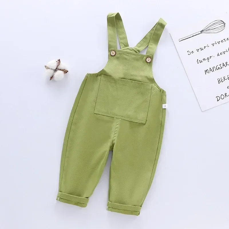 Baby Boy Solid Denim Overalls Children Jean Bib Pants Infant Jumpsuit Children's Clothing Kids Overalls New Autumn Girls Outfits Leedoar