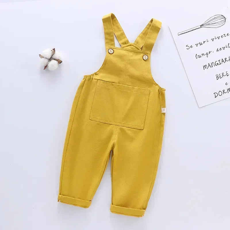 Baby Boy Solid Denim Overalls Children Jean Bib Pants Infant Jumpsuit Children's Clothing Kids Overalls New Autumn Girls Outfits Leedoar