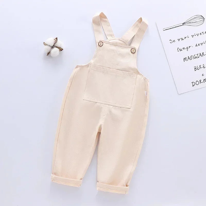 Baby Boy Solid Denim Overalls Children Jean Bib Pants Infant Jumpsuit Children's Clothing Kids Overalls New Autumn Girls Outfits Leedoar