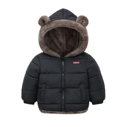 Baby Boys Girls Jacket Hooded Cotton Outerwear Children's Thick Fleece Coat Cashmere Padded Jackets Winter Boys Girls Warm Coats Leedoar