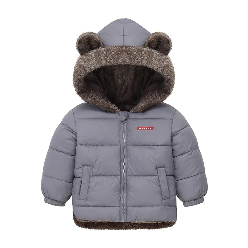 Baby Boys Girls Jacket Hooded Cotton Outerwear Children's Thick Fleece Coat Cashmere Padded Jackets Winter Boys Girls Warm Coats Leedoar