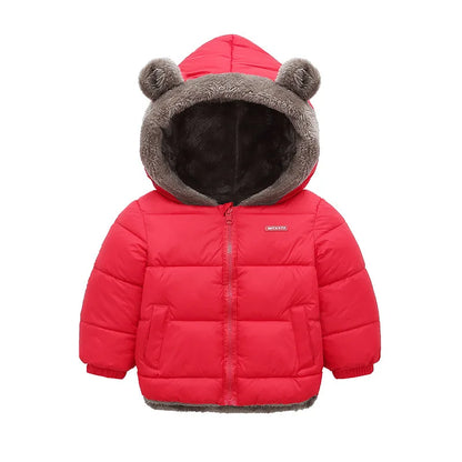 Baby Boys Girls Jacket Hooded Cotton Outerwear Children's Thick Fleece Coat Cashmere Padded Jackets Winter Boys Girls Warm Coats Leedoar