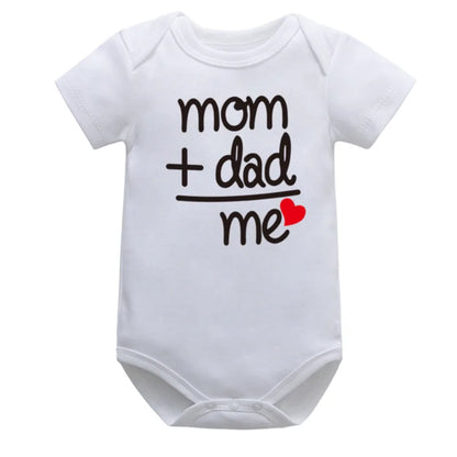 Baby Boys Girls Romper Cotton Short Sleeve Letter Print I Love Mom & Dad Jumpsuit Infant Clothing Newborn Costume Baby Clothes Leedoar