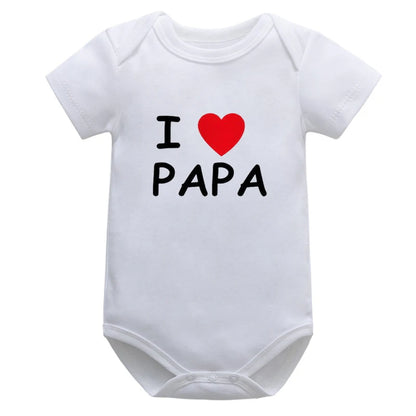 Baby Boys Girls Romper Cotton Short Sleeve Letter Print I Love Mom & Dad Jumpsuit Infant Clothing Newborn Costume Baby Clothes Leedoar