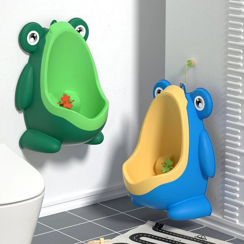 Baby Boys Standing Potty Cartoon Frog Shape Wall-Mounted Urinals Toilet Training Stand Vertical Urinal Potty Pee Infant Toddler Leedoar