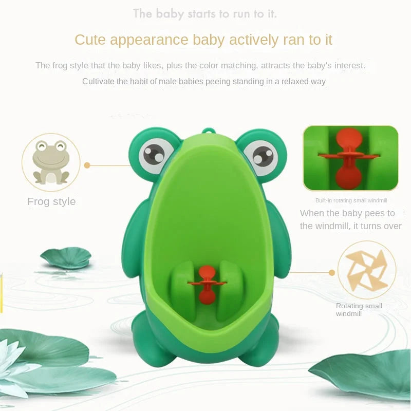 Baby Boys Standing Potty Cartoon Frog Shape Wall-Mounted Urinals Toilet Training Stand Vertical Urinal Potty Pee Infant Toddler Leedoar