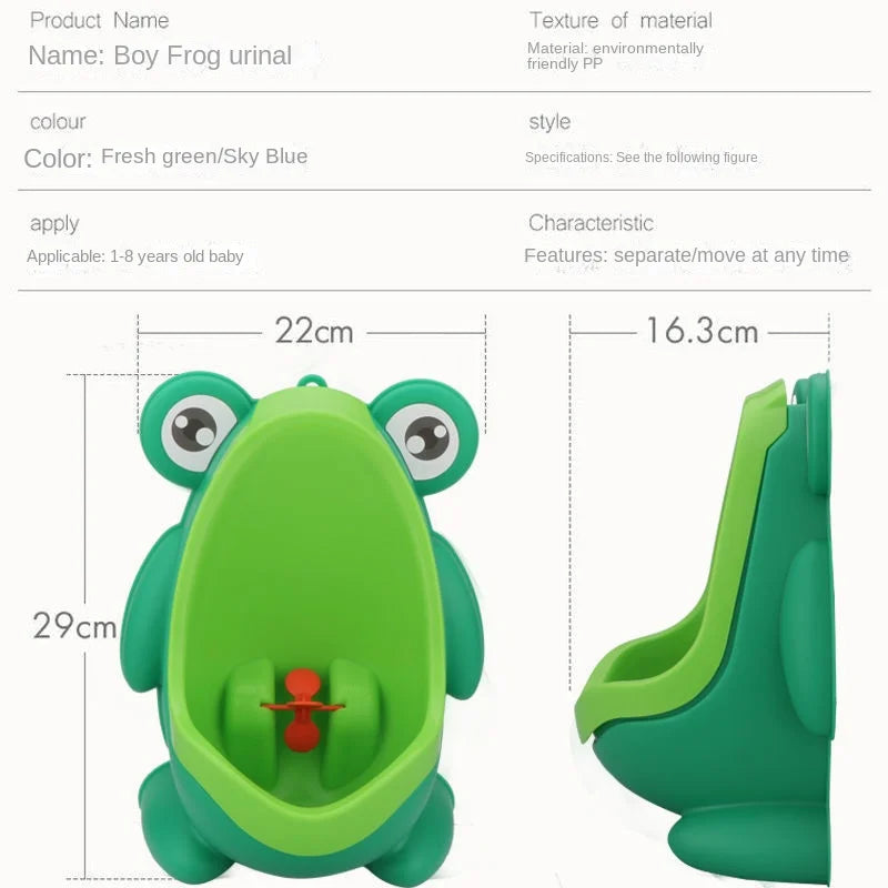 Baby Boys Standing Potty Cartoon Frog Shape Wall-Mounted Urinals Toilet Training Stand Vertical Urinal Potty Pee Infant Toddler Leedoar