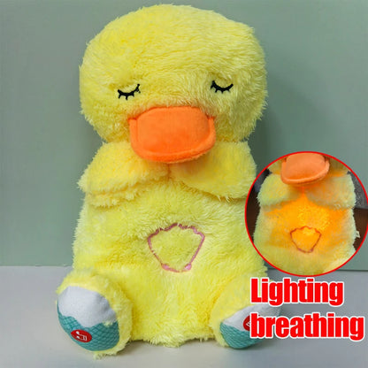 Baby Breathing Bear Baby Soothing Otter Plush Doll Toy Baby Kids Soothing Music Sleeping Companion Sound and Light Doll Toy Gift Leedoar