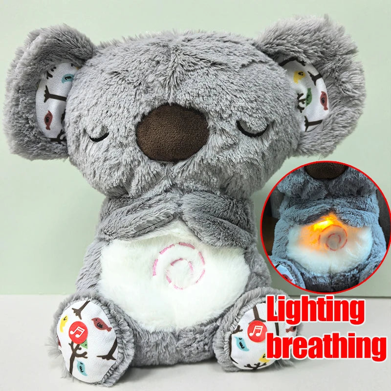 Baby Breathing Bear Baby Soothing Otter Plush Doll Toy Baby Kids Soothing Music Sleeping Companion Sound and Light Doll Toy Gift Leedoar