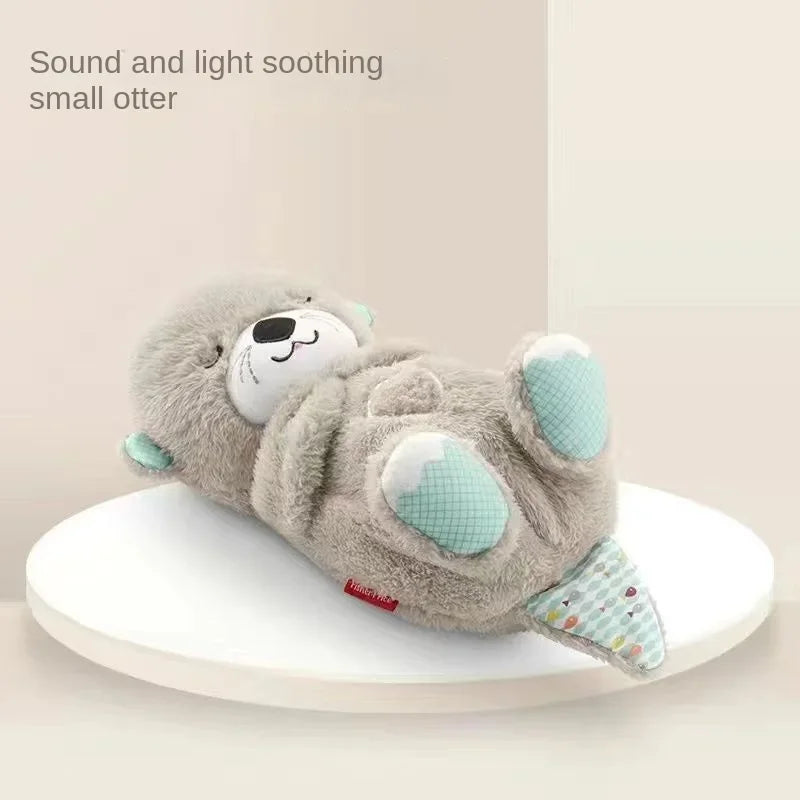 Baby Breathing Bear Baby Soothing Otter Plush Doll Toy Baby Kids Soothing Music Sleeping Companion Sound and Light Doll Toy Gift Leedoar