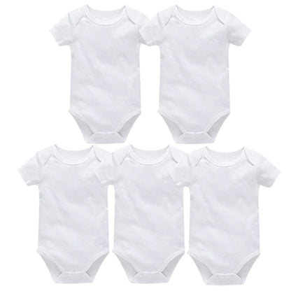 Baby Clothes 100% Cotton Girls Rompers Summer Short Sleeve White Baby Boys Bodysuit Newborn Clothing 3 5 Pcs/Set Infant Pajamas Leedoar