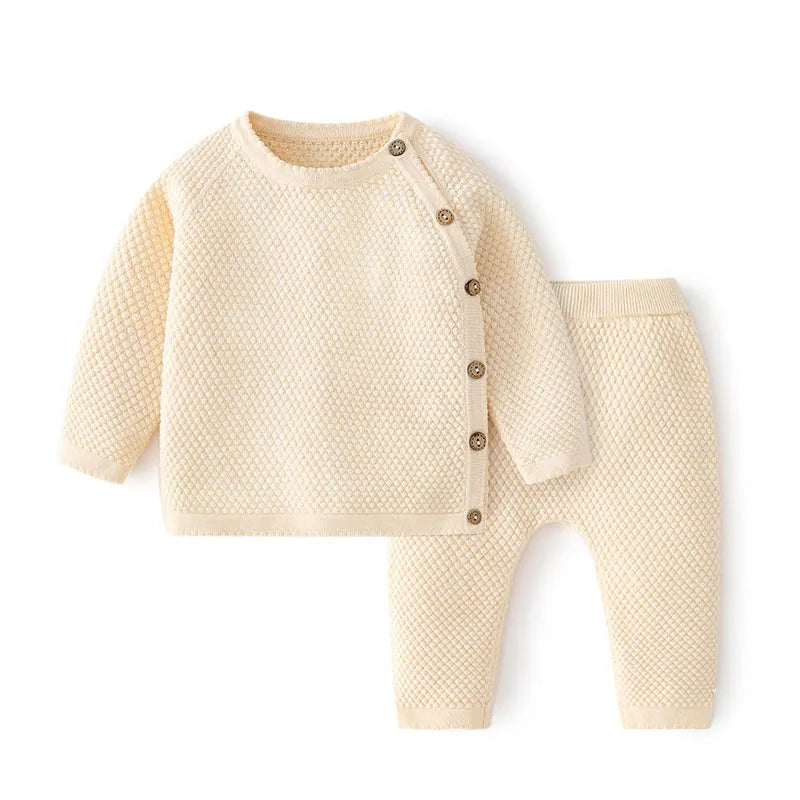 Baby Clothes Sets Ensembles Cotton Spring Newborn Boy Girl Infant Clothing Tops And Pants Knitted Sweater Baby Pajamas Sets Leedoar