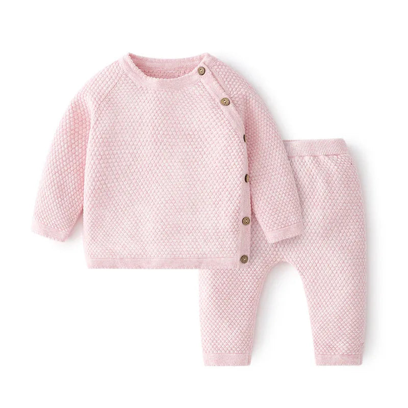 Baby Clothes Sets Ensembles Cotton Spring Newborn Boy Girl Infant Clothing Tops And Pants Knitted Sweater Baby Pajamas Sets Leedoar