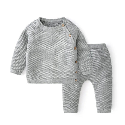 Baby Clothes Sets Ensembles Cotton Spring Newborn Boy Girl Infant Clothing Tops And Pants Knitted Sweater Baby Pajamas Sets Leedoar