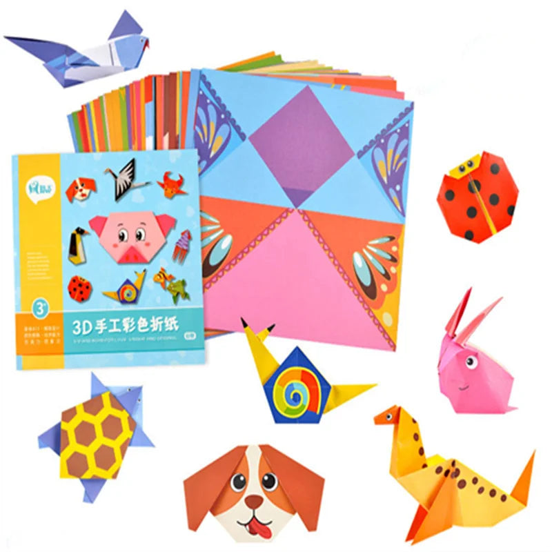 Baby Craft Toys Cartoon Animal Origami Paper Cutting Book Kids Paper Cut Puzzle Early Learning Educational Toys Gifts Leedoar