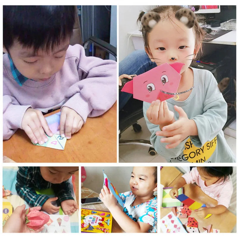 Baby Craft Toys Cartoon Animal Origami Paper Cutting Book Kids Paper Cut Puzzle Early Learning Educational Toys Gifts Leedoar