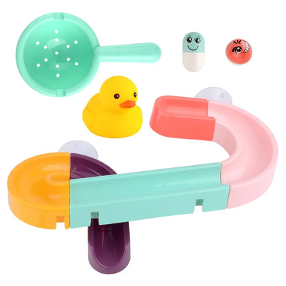 Pista de montaje para bebés, tobogán con ventosa, juguetes para la bañera, juguetes para la ducha y el baño para bebés, juego de juguetes de pato para agua para niños 