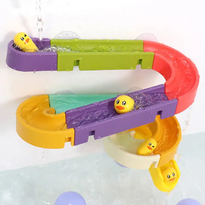 Pista de montaje para bebés, tobogán con ventosa, juguetes para la bañera, juguetes para la ducha y el baño para bebés, juego de juguetes de pato para agua para niños 