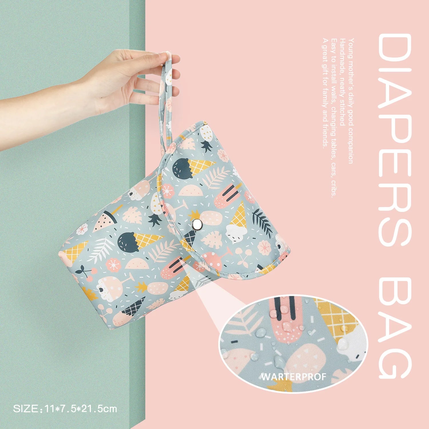 Baby Diaper Bag Organizer Reusable Waterproof Wet/Dry Cloth Bag Mummy Storage Nappy Bag For Disposable Carrying Diaper Clothing Leedoar