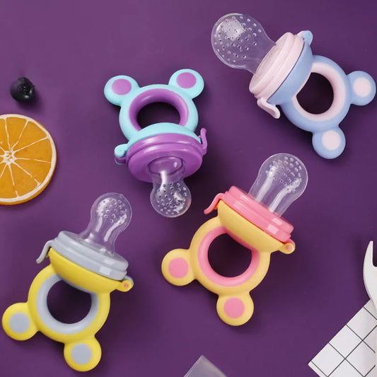 Baby Feeder Silicone Fresh Food Nibbler Kids Boy Girl Bear Ear Fruit Feeding Safe Infant Baby Supplies Nipple Soother Bottles Leedoar