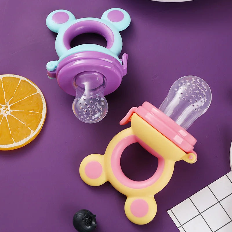 Baby Feeder Silicone Fresh Food Nibbler Kids Boy Girl Bear Ear Fruit Feeding Safe Infant Baby Supplies Nipple Soother Bottles Leedoar