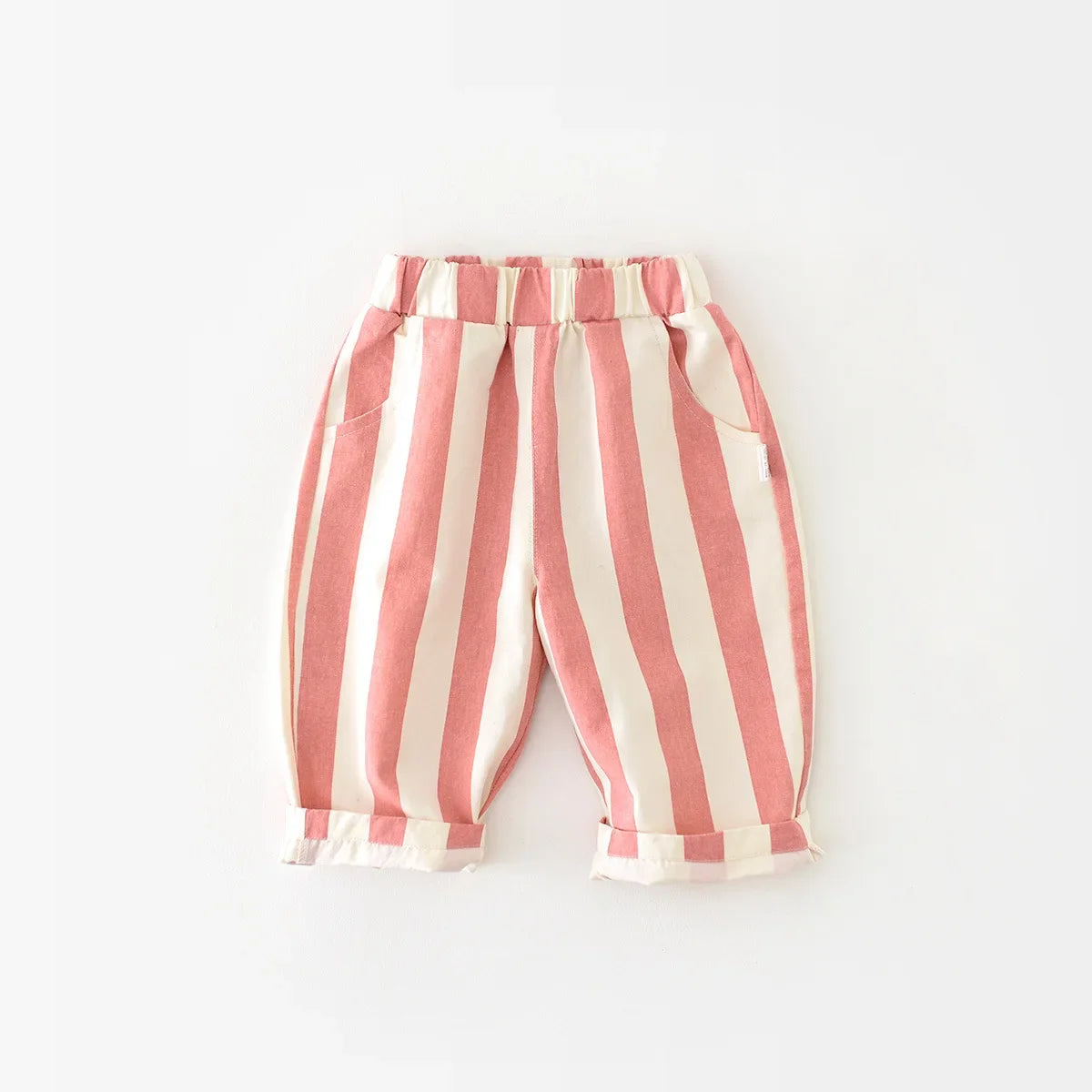 Baby Girl Pants Spring New High Waist Cool Kids Baby Stripe Pants Korean Style Casual Children School Trousers Outwear Clothing Leedoar