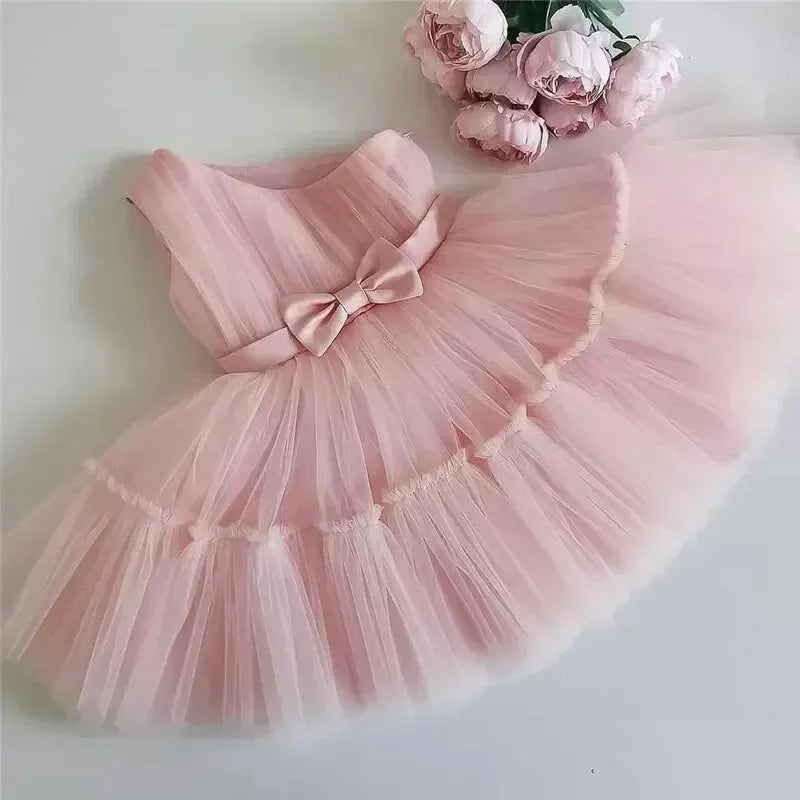 Baby Girls Birthday Dress For 1 2 Year Newborn Baptism Pink Clothes Toddler Kid One Shoulder Elegant Christening Party Tutu Gown Leedoar