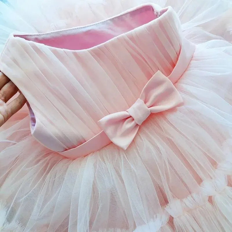 Baby Girls Birthday Dress For 1 2 Year Newborn Baptism Pink Clothes Toddler Kid One Shoulder Elegant Christening Party Tutu Gown Leedoar