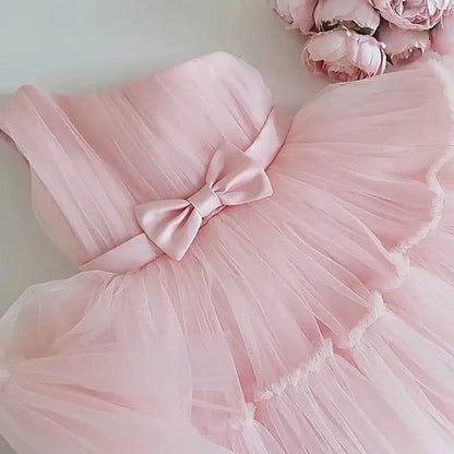 Baby Girls Birthday Dress For 1 2 Year Newborn Baptism Pink Clothes Toddler Kid One Shoulder Elegant Christening Party Tutu Gown Leedoar