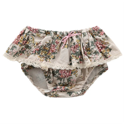 Baby Girls Floral Ruffles Lace Skirt Shorts Kids Summer Pettiskirt Toddler Dancing Wedding Clothing Tutu Skirt Infant Bloomer Leedoar