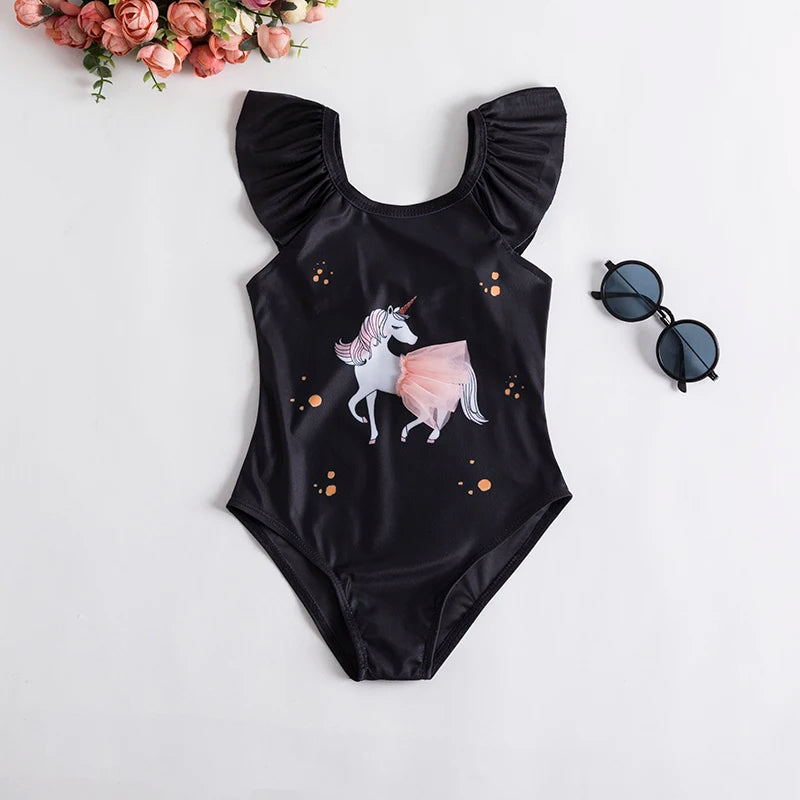 Baby Girls Swimwears Summer Bikini Set Sun Protection Kids Cute Floral Toddler Learn Swimming Suits One-Piece Sunbeach Swimsuit Leedoar