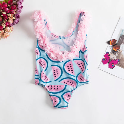 Baby Girls Swimwears Summer Bikini Set Sun Protection Kids Cute Floral Toddler Learn Swimming Suits One-Piece Sunbeach Swimsuit Leedoar