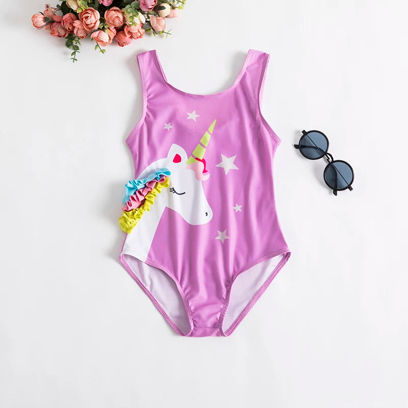 Baby Girls Swimwears Summer Bikini Set Sun Protection Kids Cute Floral Toddler Learn Swimming Suits One-Piece Sunbeach Swimsuit Leedoar