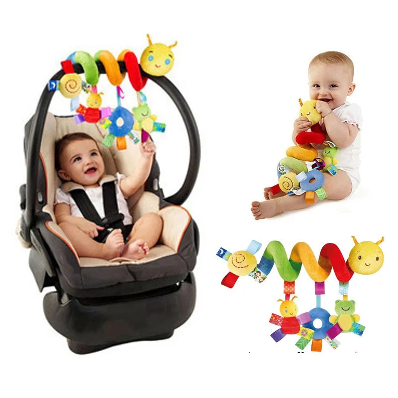 Baby Infant Bed Stroller Hanging Bell Rattle Plush，Baby color label bed wrapping cartoon multifunctional bed wrapping Leedoar