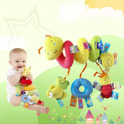 Baby Infant Bed Stroller Hanging Bell Rattle Plush，Baby color label bed wrapping cartoon multifunctional bed wrapping Leedoar