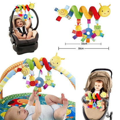 Baby Infant Bed Stroller Hanging Bell Rattle Plush，Baby color label bed wrapping cartoon multifunctional bed wrapping Leedoar