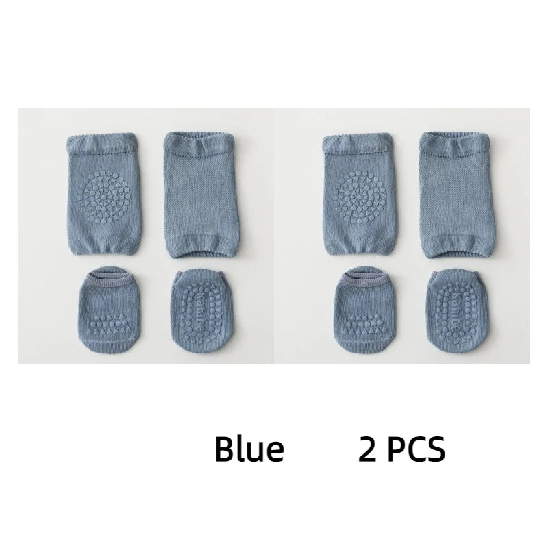 Baby Knee Protection Socks Solid Color Non Slip Socks Children's Crawling Socks Floor Socks Boys and Girls' Knee Protection Set Leedoar